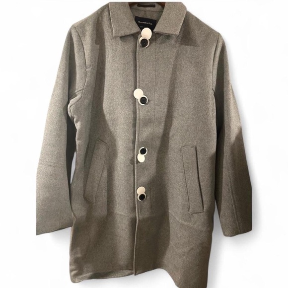 NWT Men’s Abercrombie & Fitch Gray Wool Blend Top Coat Size Large